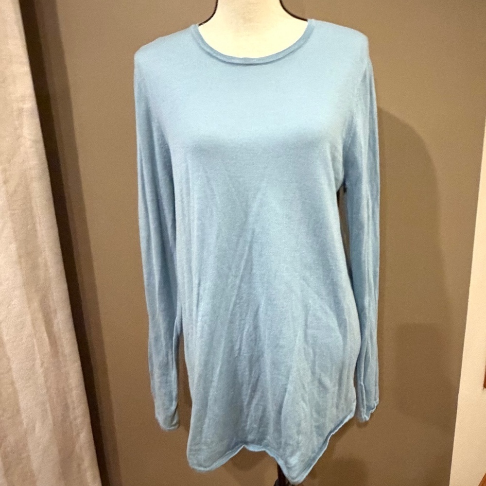 J. Jill Merino Wool Blue Sweater Long Sleeve, Size Large Tall